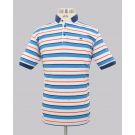 Orange/Cobalt Stripe Slim Fit Pique Golfer