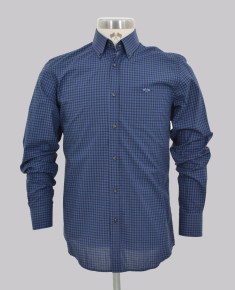 Blue Micro Check Reg Fit Shirt