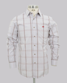 Taupe/Burg Two-Tone Regular Fit Check Shirt