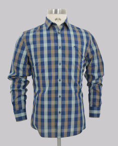 Navy/Mint Check Slim Fit Shirt