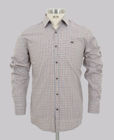 Chocolate Small Check Regular Fit Shirt