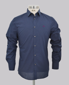 Navy/Pink Floral Print Slim Fit Shirt