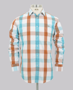 Hazel/Aqua Bold Check Regular Fit Shirt