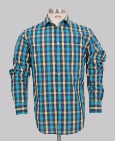 Navy/Aqua Small Check Regular Fit Shirt