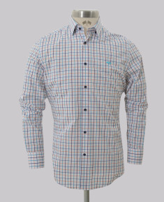Orange Small Grid Slim Fit Shirt