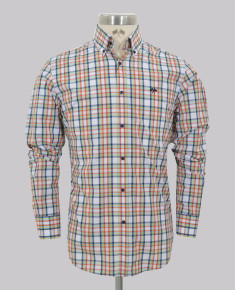 Orange Plaid Regular Fit Check Shirt