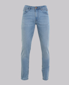 Light Wash Abrasion Slim Leg Denim