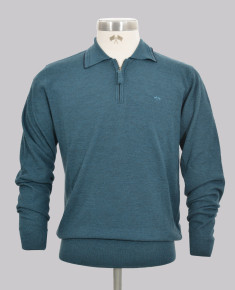 Kurt Geiger Teal Moss Stitch Polo Collar