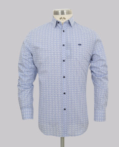 Kurt Geiger Blue Small Geometric Slim Fit Shirt