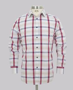 Berry/Stone Slim Fit Large Check Shirt