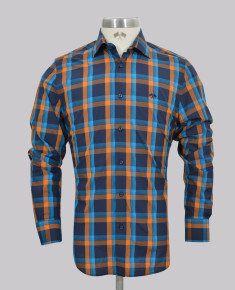 Blue/Caramel Slim Fit Mid-Check Shirt