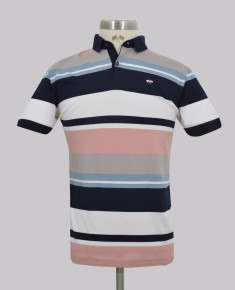 Kurt Geiger Pink/navy Stripe Slim Fit Pique