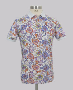 Floral Print Slim Fit Pique Golfer