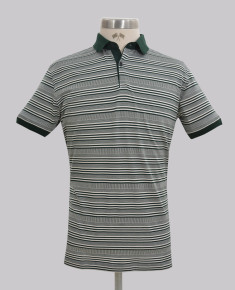 Kurt Geiger Green Textured Striped Slim Fit Golfer