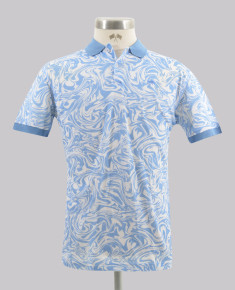 Kurt Geiger Bright Blue Water Print Slim Fit Pique