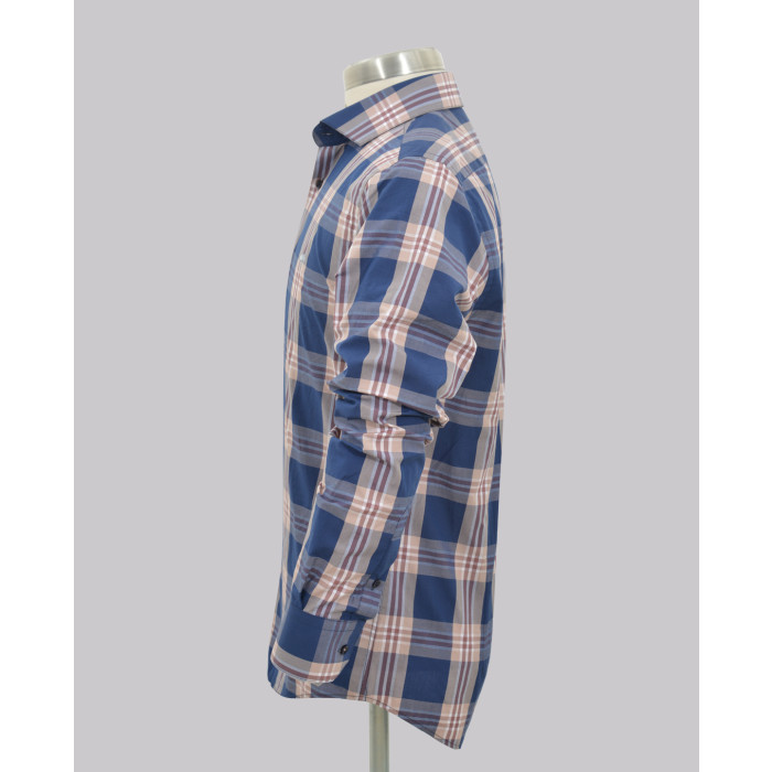 Navy/Pink Big Bold Slim Fit Check Shirt
