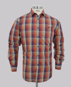 Rust Small Check Regular Fit Shirt