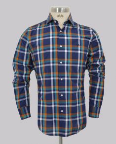 Blue/Caramel Slim Fit Check Shirt