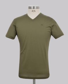 Olive V Neck Tshirt, Olive, Size S