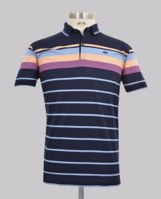 Kurt Geiger Purple Reg Fit Panel Stripe Golfer