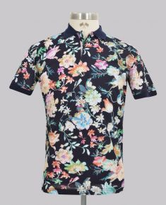 Kurt Geiger Navy Floral Slim Fit Pique