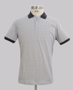 Kurt Geiger Charcoal Geometric Print Slim Fit Pique