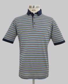 Kurt Geiger Blue/mustard Fine Stripe Reg Fit Golfer