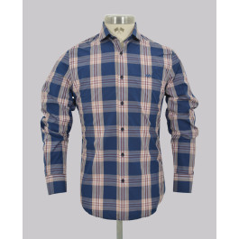 Navy/Pink Big Bold Slim Fit Check Shirt