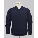 Navy Cross V-Neck Jumper