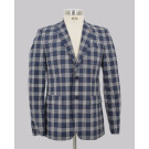Navy/Brown Slim Fit Check Blazer