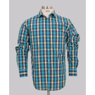 Navy/Aqua Small Check Regular Fit Shirt