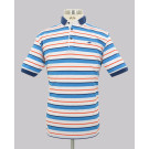 Orange/Cobalt Stripe Slim Fit Pique Golfer