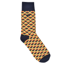 Orange/Navy All Over Design Socks