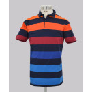 Navy Ombre Broad Stripe Slim Fit Pique Golfer