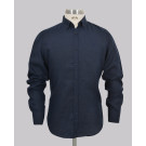 Navy Button Down Slim Fit Linen Shirt