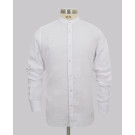 White Mandarin Slim Fit Linen Shirt