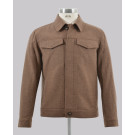 Kurt Geiger Brown Wool Blend Jacket With Pockets