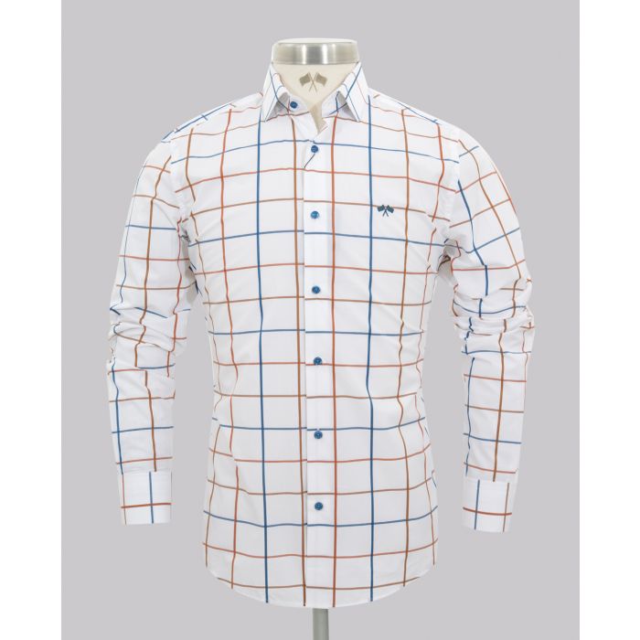 Moroccan Blue Windowpane Slim Fit Shirt