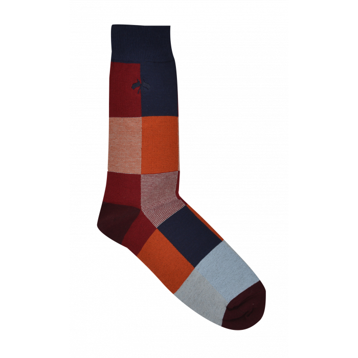 Burnt Orange Blocked Socks