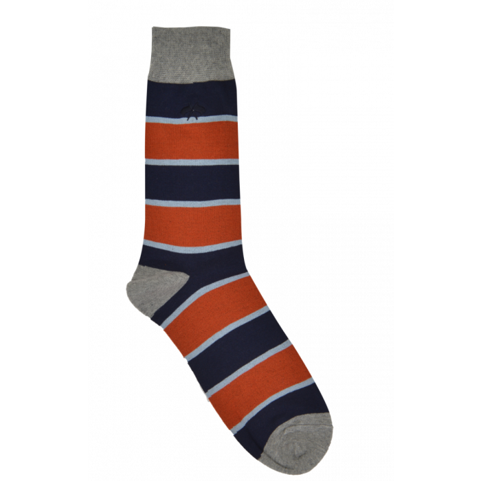 Burnt Orange/navy Broad Stripe Socks