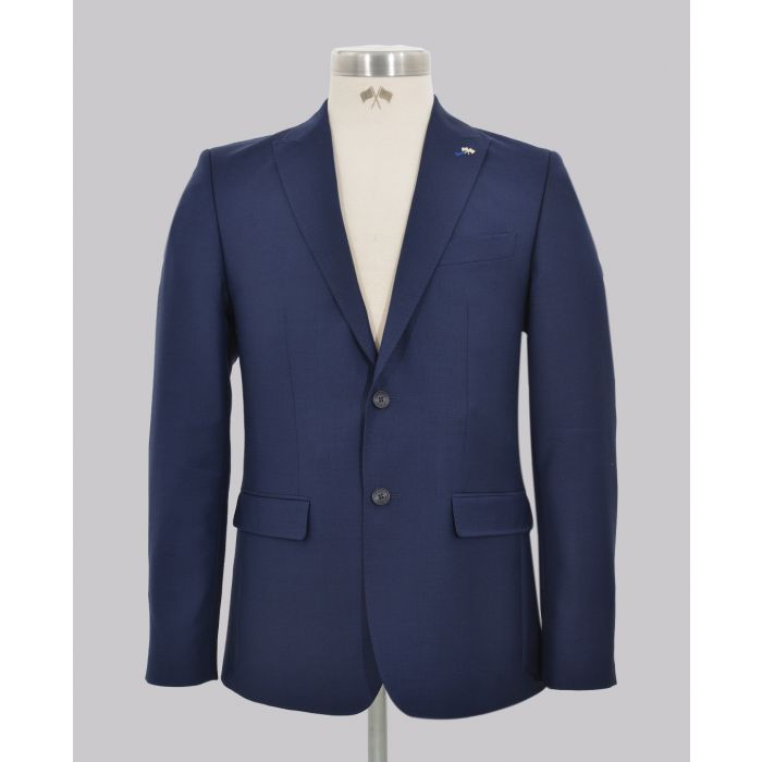 Blue Regular Fit Wool Suit Jacket