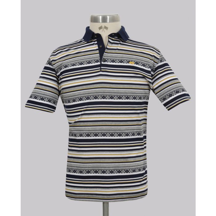 Kurt Geiger Grey Jacquard Stripe Reg Fit Golfer