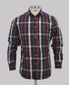 Navy/Rust Bold Slim Fit Check Shirt