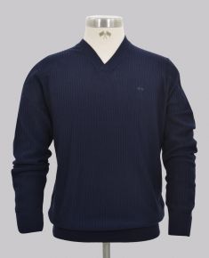 Navy Cross V-Neck Jumper