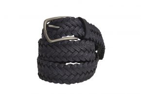 Navy Plaited Leather Belt